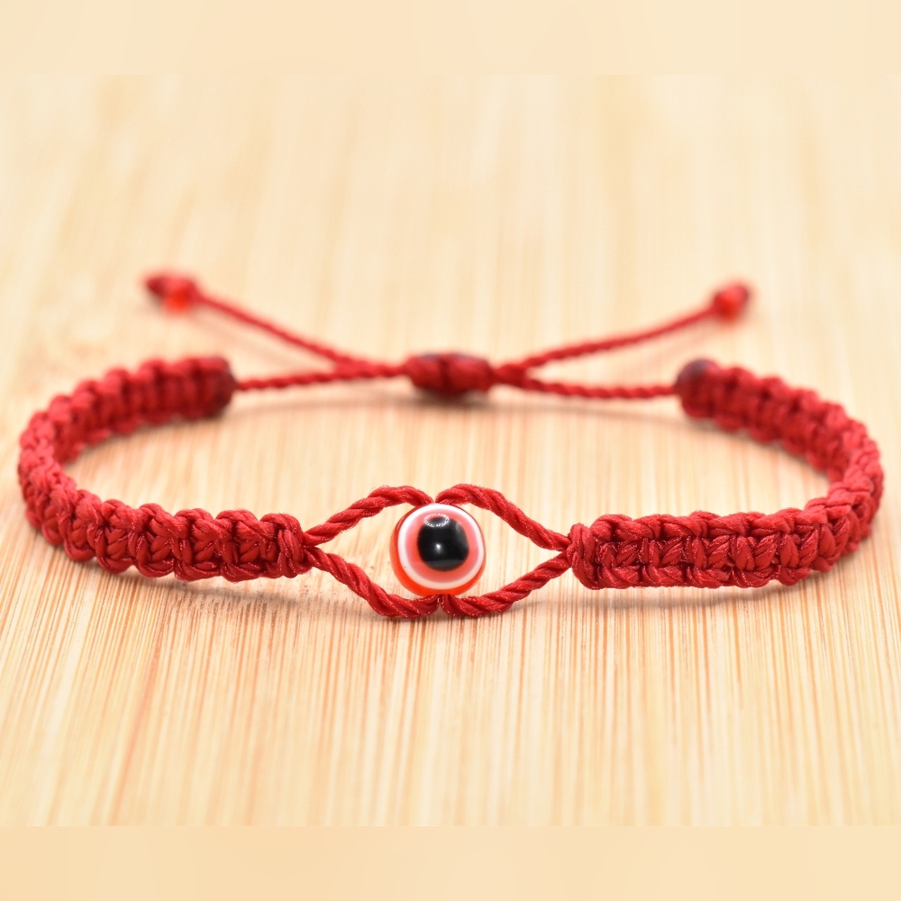 Red string evil eye bracelet, evil eye charm, red bracelet, lucky red bracelet